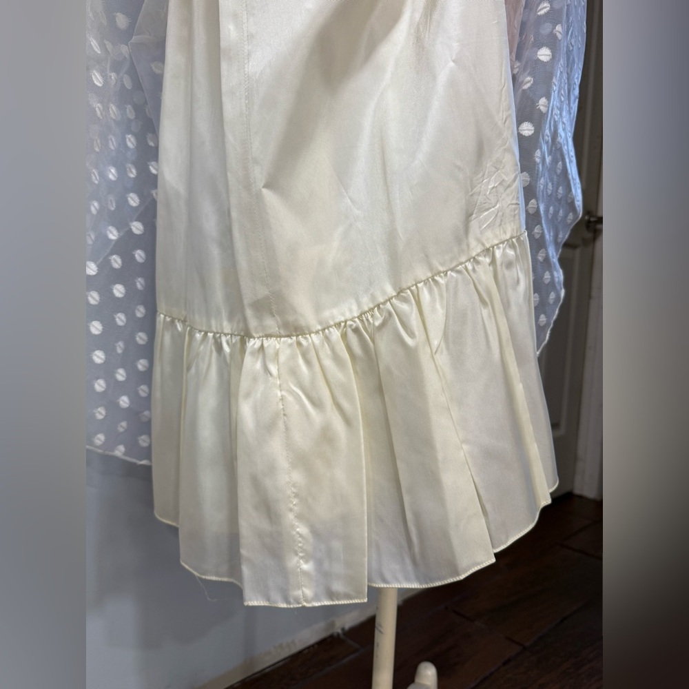 1950s Warren‎ Petites Ivory Polka Dot Tulle Illusion Dress Tea Length Size 6 - Picture 11 of 12